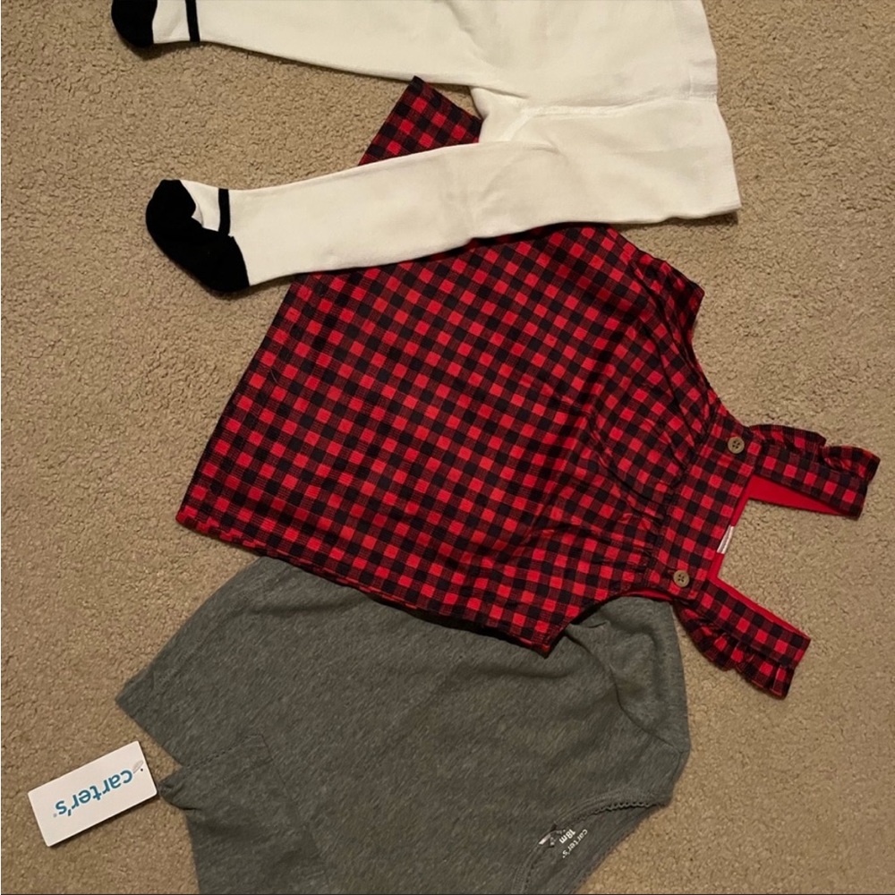 Carters Baby Girl 3 Piece Plaid Dress Set
